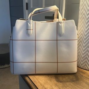 White and cream checkered bag